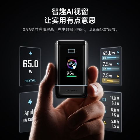 百亿补贴：酷态科 6号屏显充Ultra 氮化镓100W手机充电器拼多多此款目前活动，百亿补贴福袋消费券7折( 拼多多百亿补贴→百亿消费券→福袋活动组队领取)，店铺活动立享9.5折，下单1件，实付低至88.2元