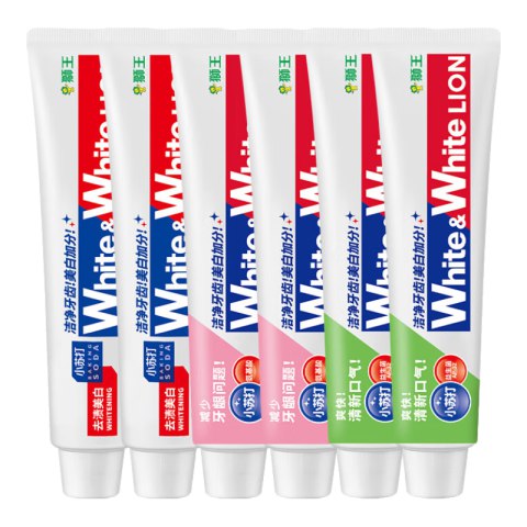 狮王 牙膏WHITE WHITE系列 狮王牙膏 含氟牙膏 (葡萄柚+青柠+白桃) 120g*6支赠晶彩牙刷*2京东此款目前活动售价79.9元，京东购物小程序下单特价44.2元，参与满10元打9折优惠活动，加入购物车-（前往京东微信小程序下单），下单1件，实付低至39.78元，历史好价～（牙刷赠品，一支3块钱左右，超级划算，性价比拉满）价格：39.78元  (低于常卖价)商家：[京东]值率：值: 6 不值: 1领券：[无需领券]------------------------------【🛒 立即购买】【💬 查看评论】