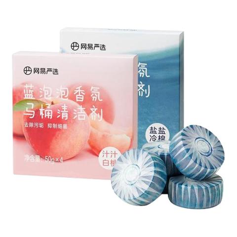 网易严选 蓝泡泡马桶清洁剂 汁汁白桃 60g 1盒 4颗京东此款目前活动售价11.9元，下单领取满10减4元优惠券，凑单参与2件9折优惠活动，下单1件，实付低至5.52元包邮