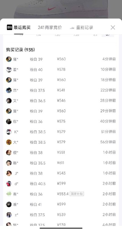 NikeAF1一号粉白  秒卖IV4453-100到手374 得物550拍2积分券到手409